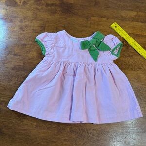 Little English Pink Corduroy Dress with Green Bow size 2t 100% cotton